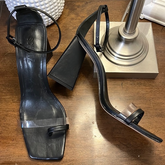 schutz clear strap heels
